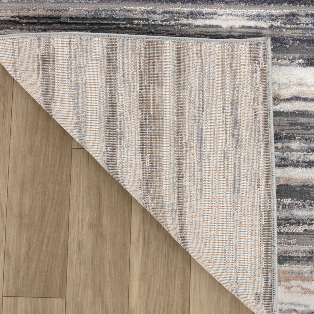 4" X 6" Blue and Gray Abstract Distressed Area Rug