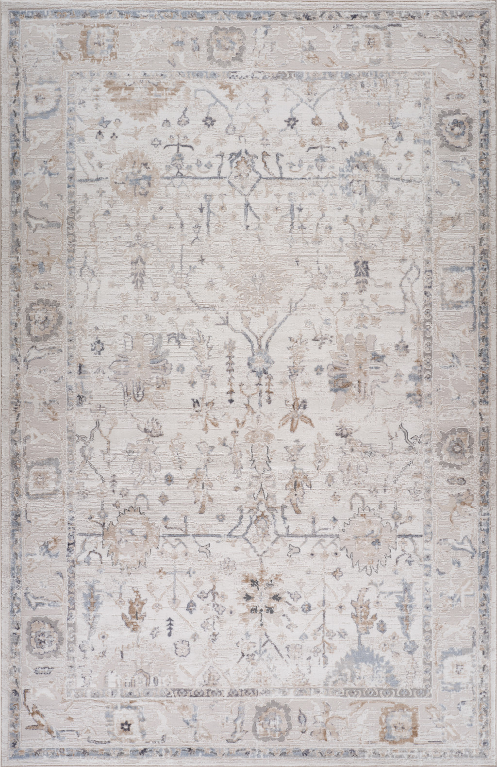 5" X 8" Beige and Ivory Abstract Distressed Area Rug