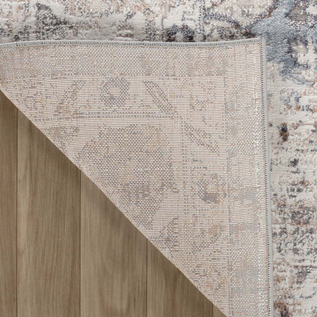 4" X 6" Blue and Gray Abstract Distressed Area Rug