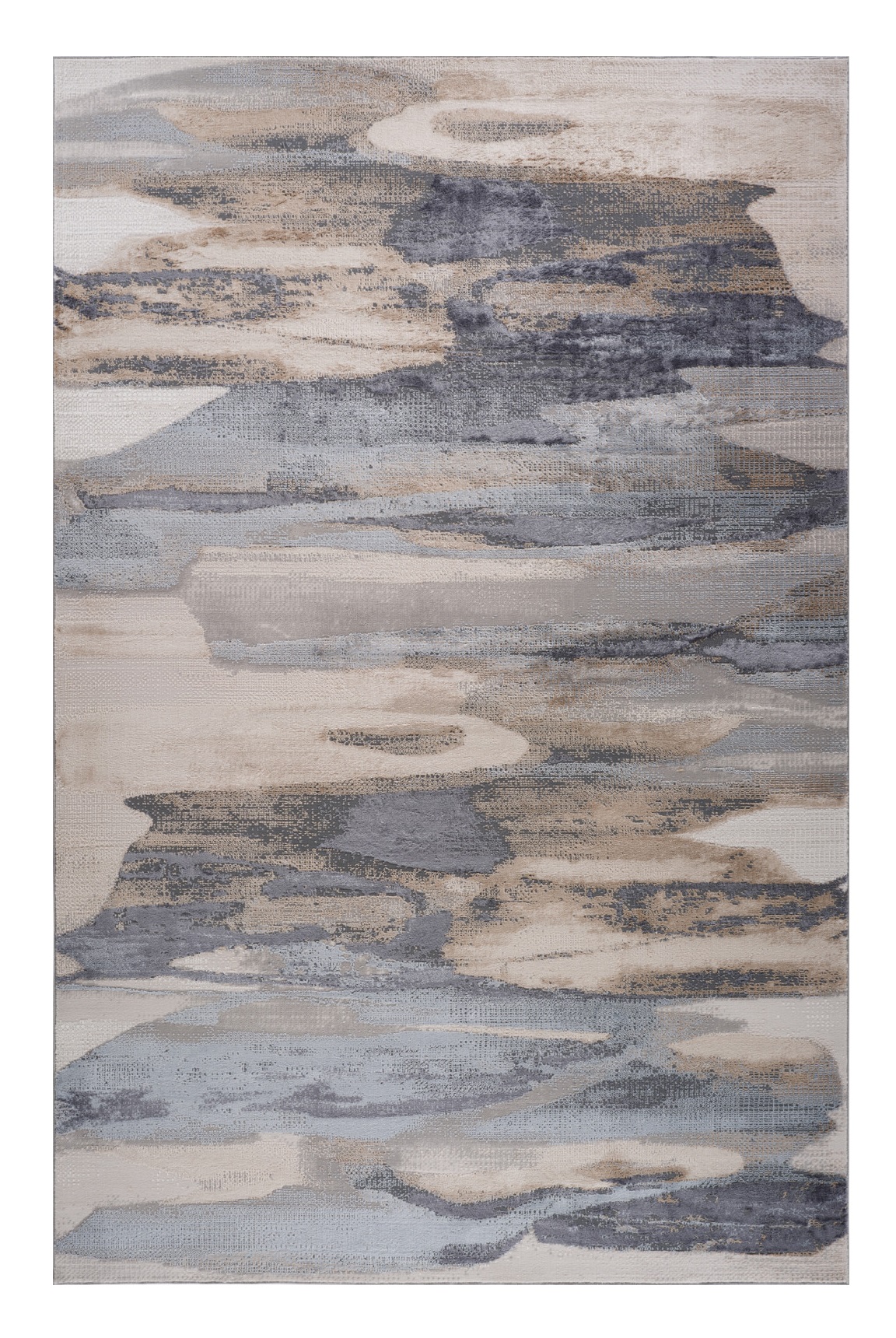 4" X 6" Blue and Beige Abstract Distressed Area Rug