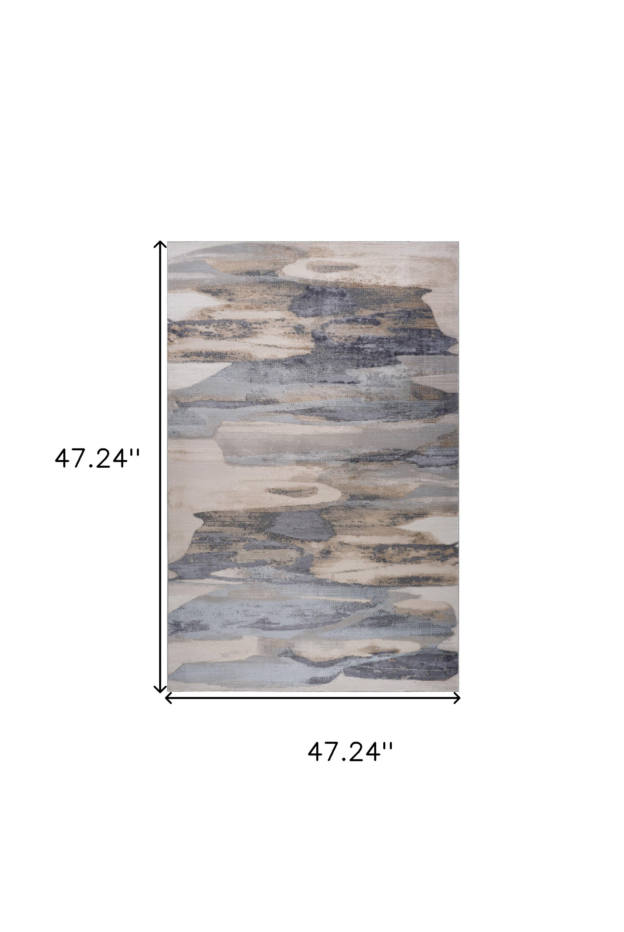 4" X 6" Blue and Beige Abstract Distressed Area Rug