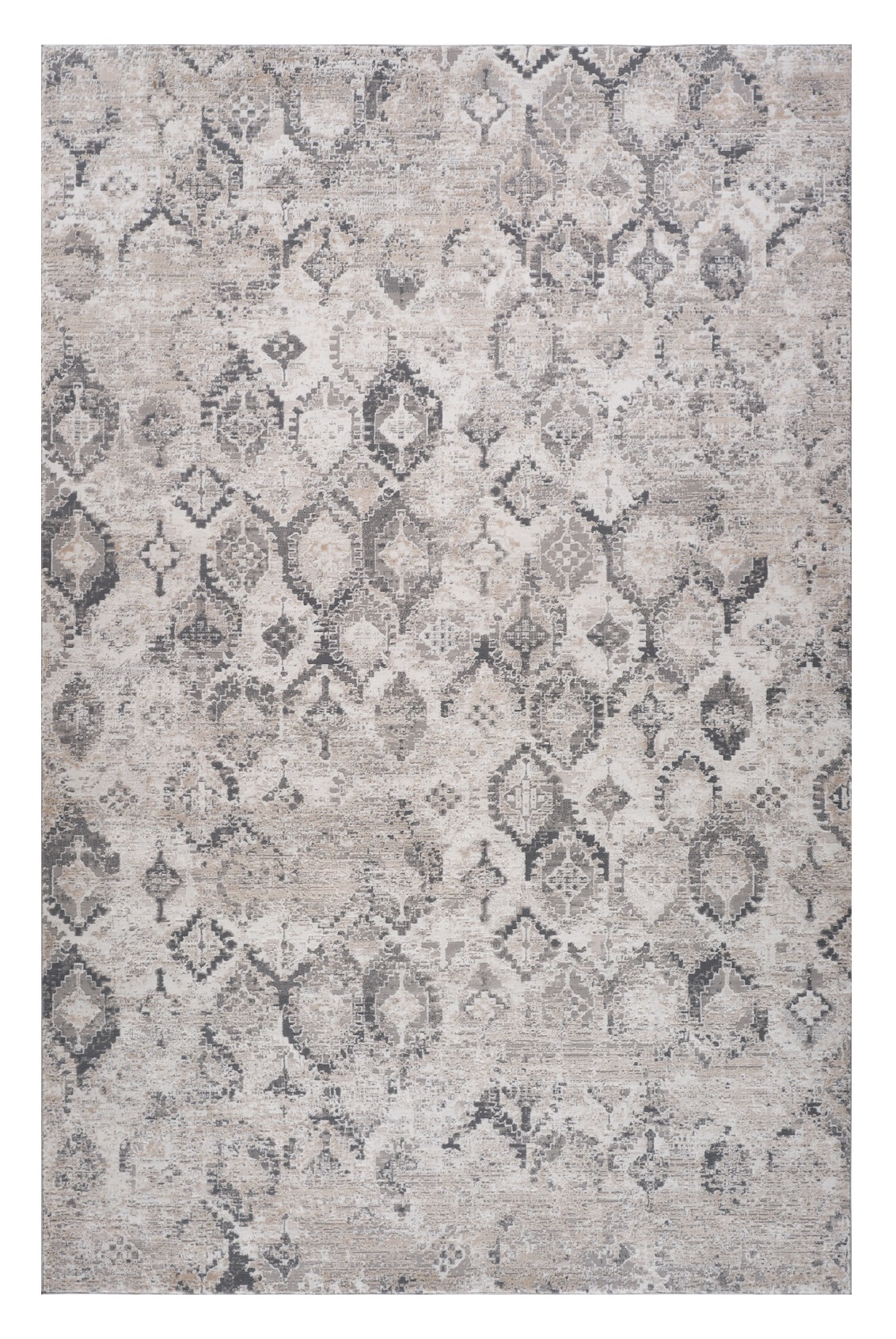 4" X 6" Beige and Gray Abstract Distressed Area Rug