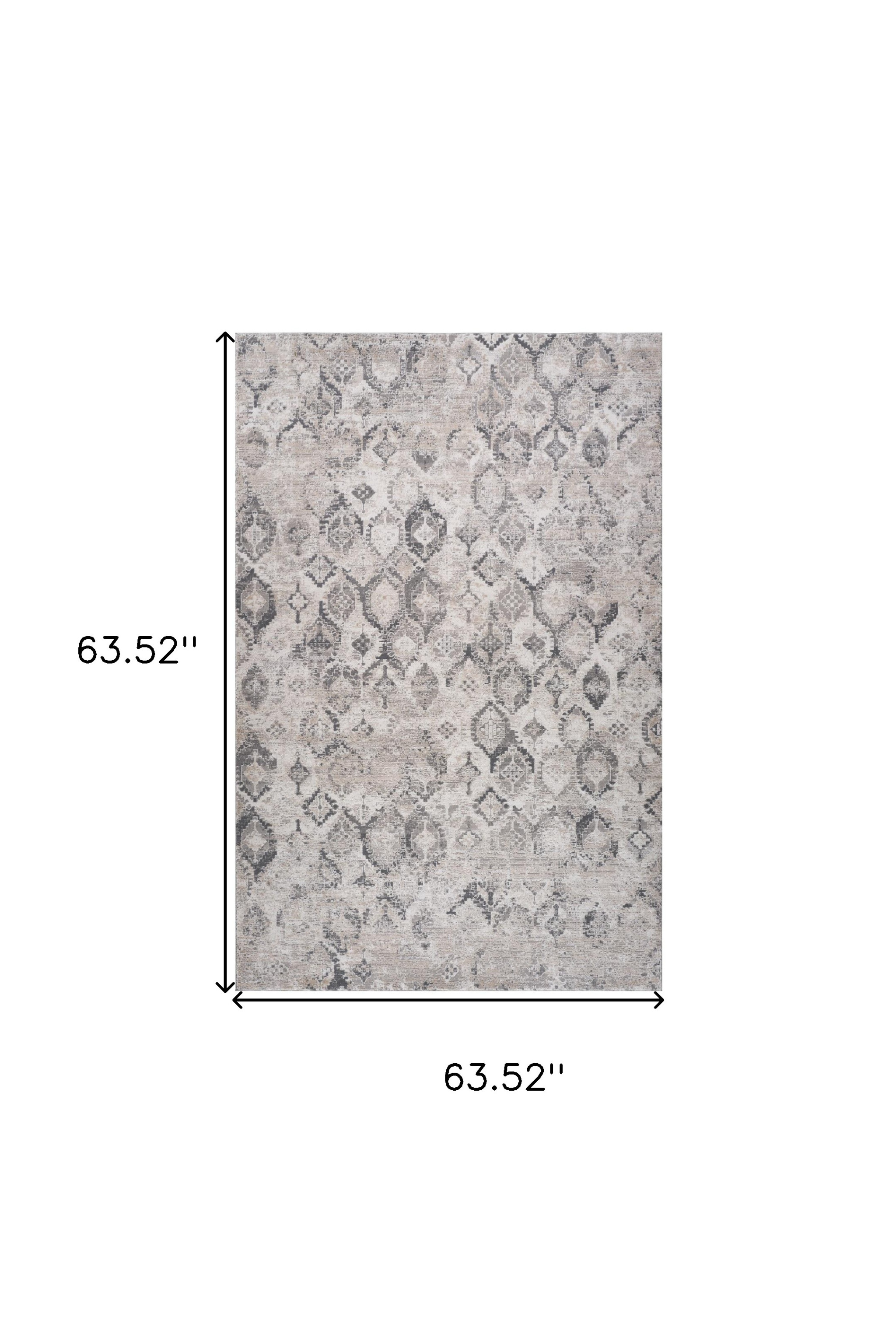 5" X 8" Beige and Gray Abstract Distressed Area Rug