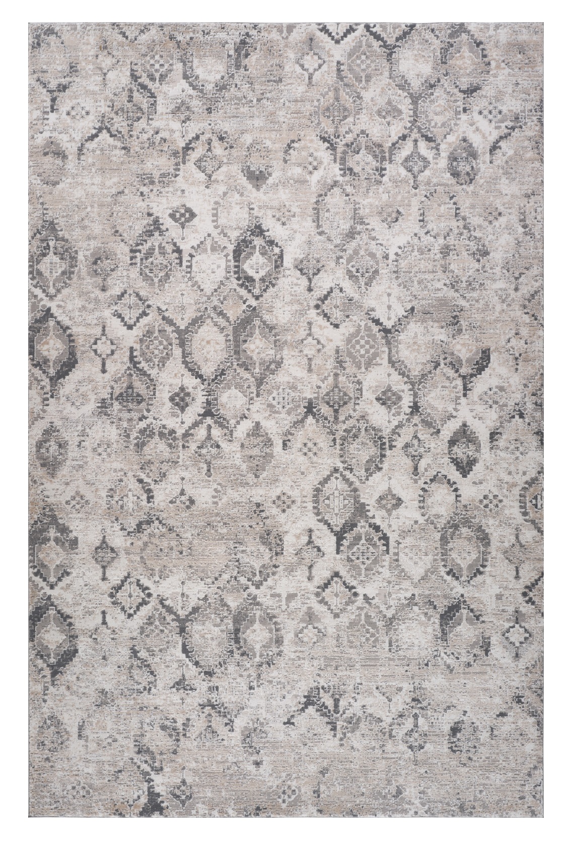 5" X 8" Beige and Gray Abstract Distressed Area Rug