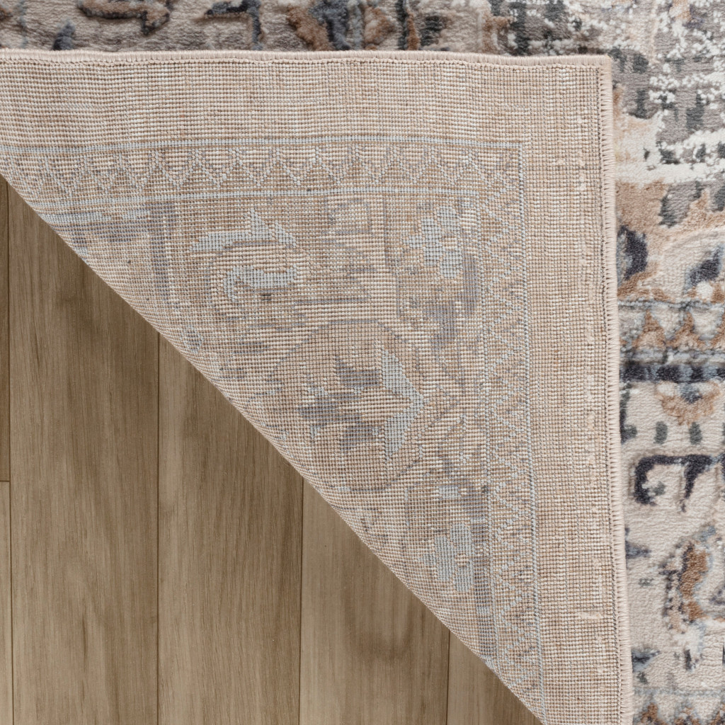 4" X 6" Gray and Brown Oriental Distressed Area Rug