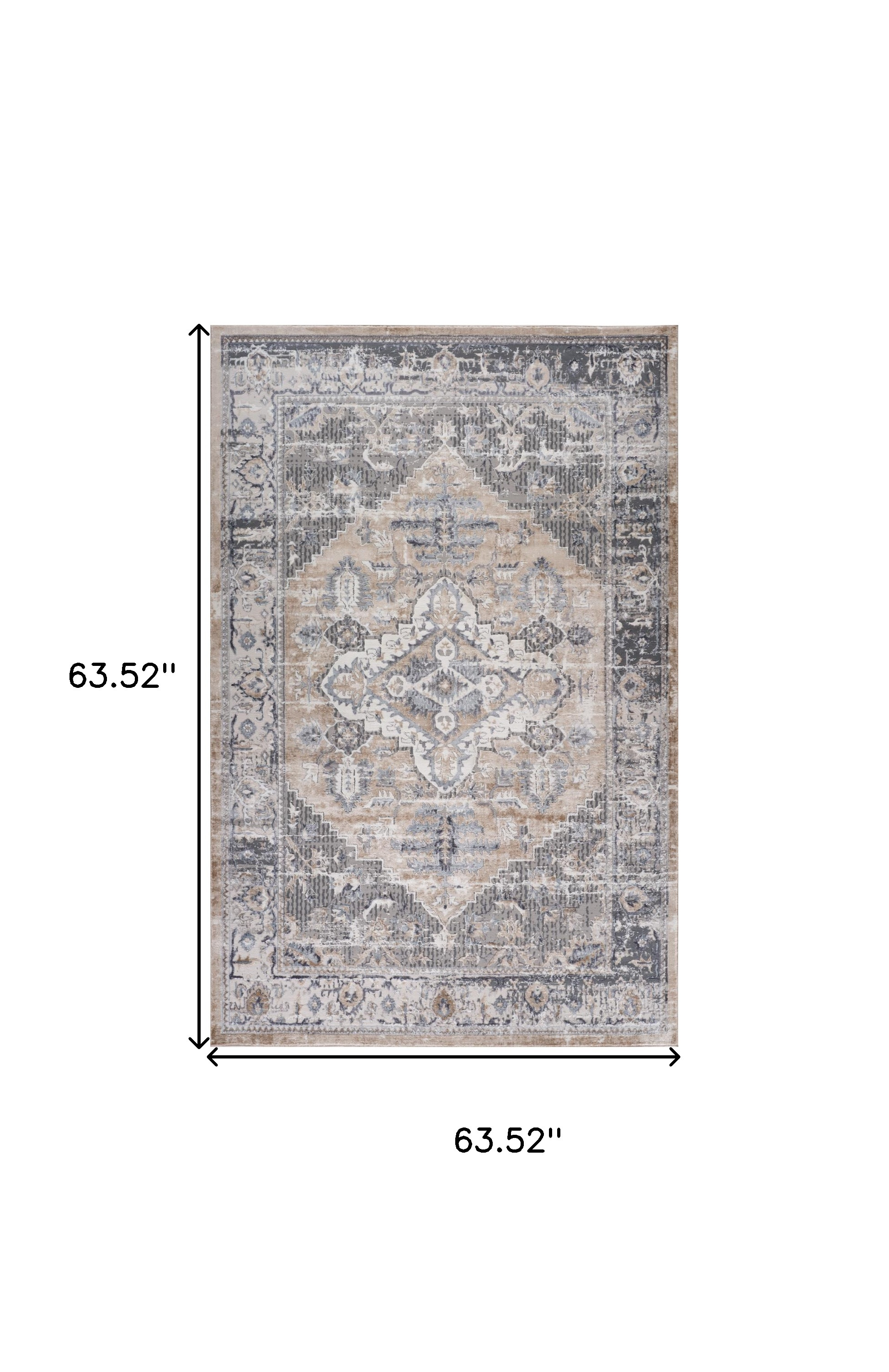 5" X 8" Gray and Brown Oriental Distressed Area Rug