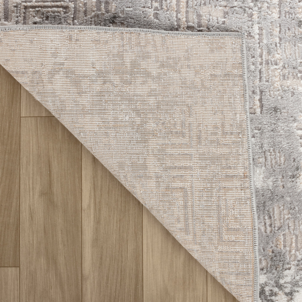 4" X 6" Gray and Beige Abstract Distressed Area Rug