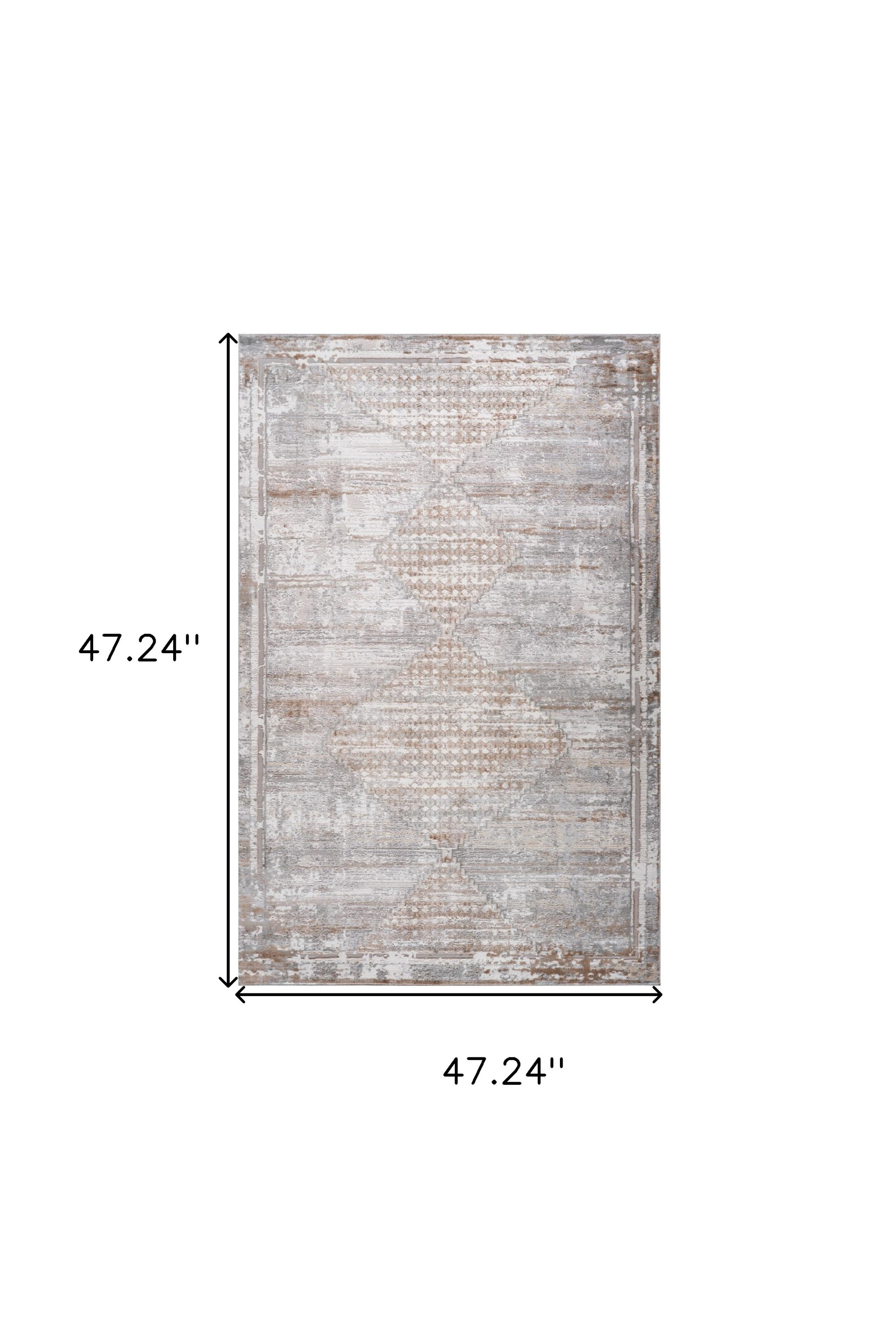 4" X 6" Gray and Brown Abstract Distressed Area Rug