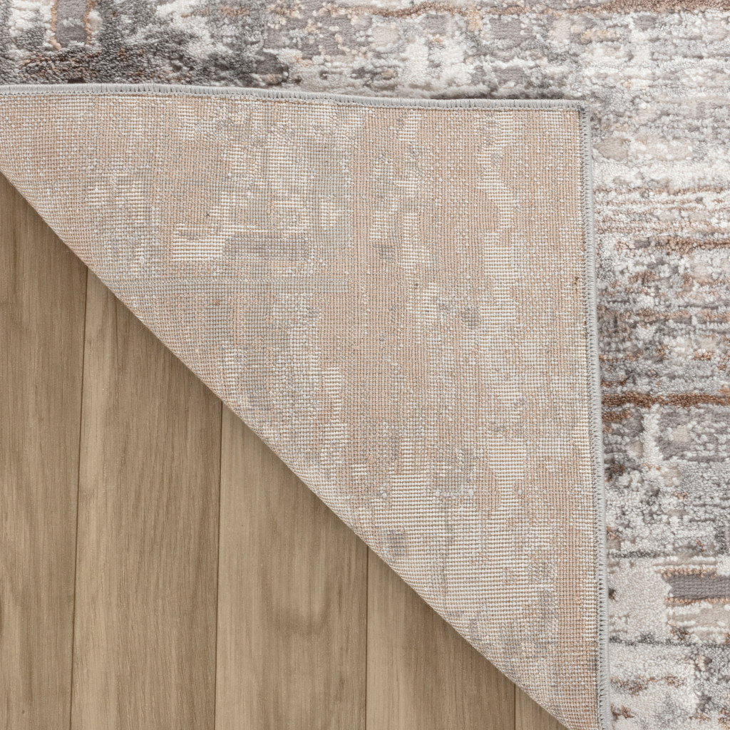 4" X 6" Gray and Brown Abstract Distressed Area Rug