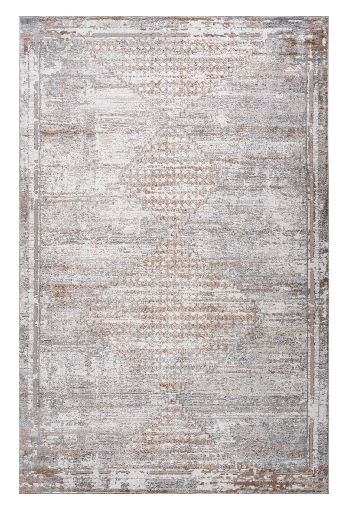 4" X 6" Gray and Brown Abstract Distressed Area Rug