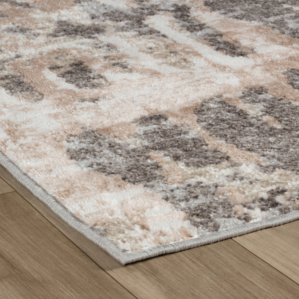 5" X 8" Beige and Brown Abstract Distressed Area Rug