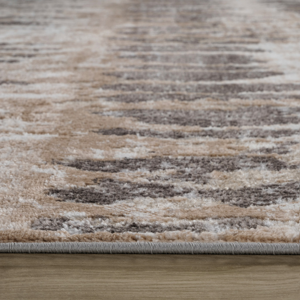 5" X 8" Beige and Brown Abstract Distressed Area Rug