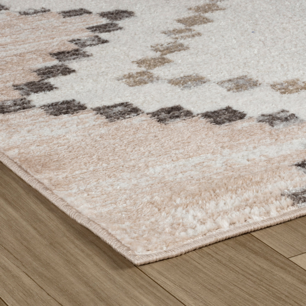5" X 8" Beige and Brown Abstract Distressed Area Rug