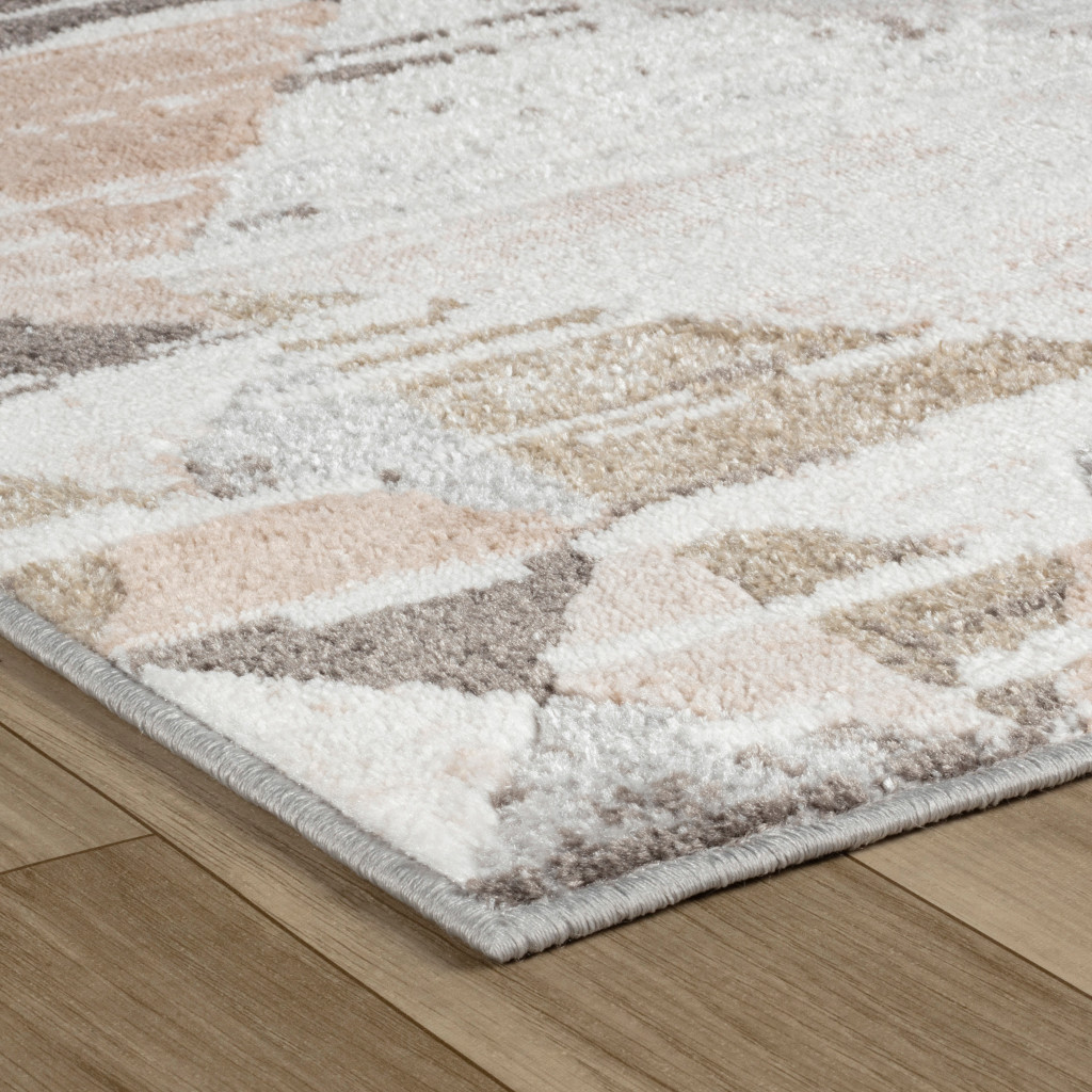 4" X 6" Beige and Brown Abstract Distressed Area Rug