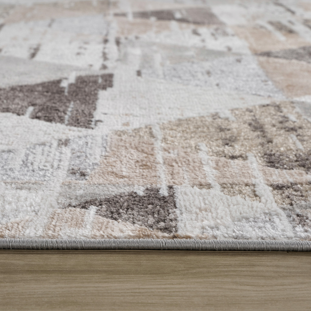 4" X 6" Beige and Brown Abstract Distressed Area Rug
