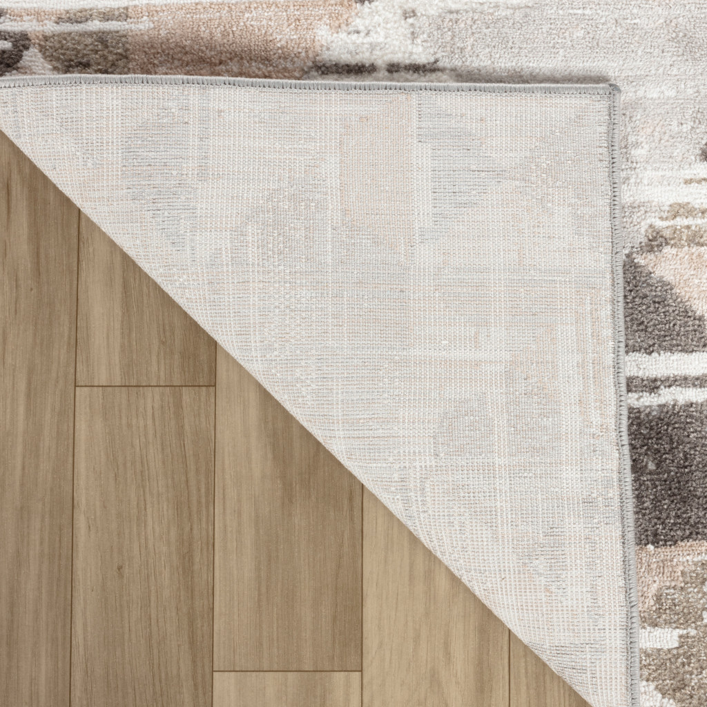 4" X 6" Beige and Brown Abstract Distressed Area Rug