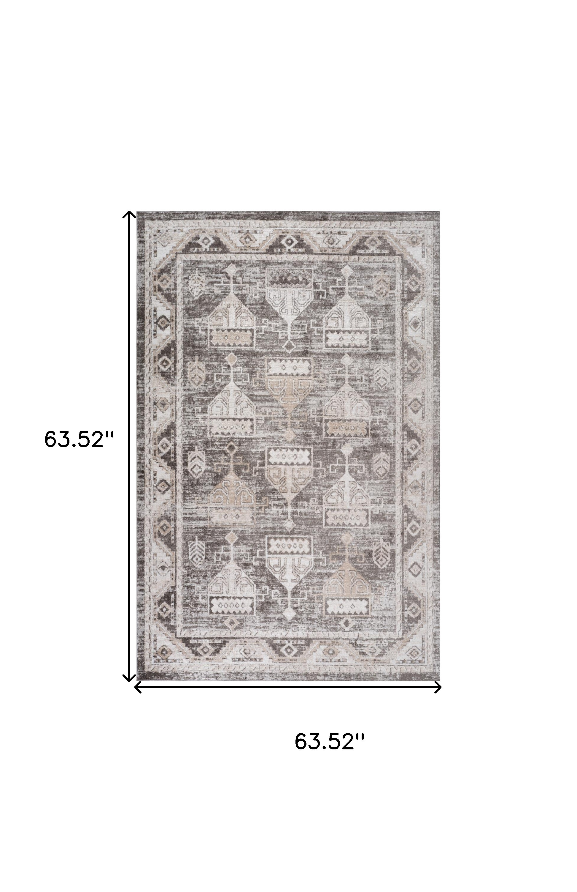 5" X 8" Beige and Brown Abstract Distressed Area Rug