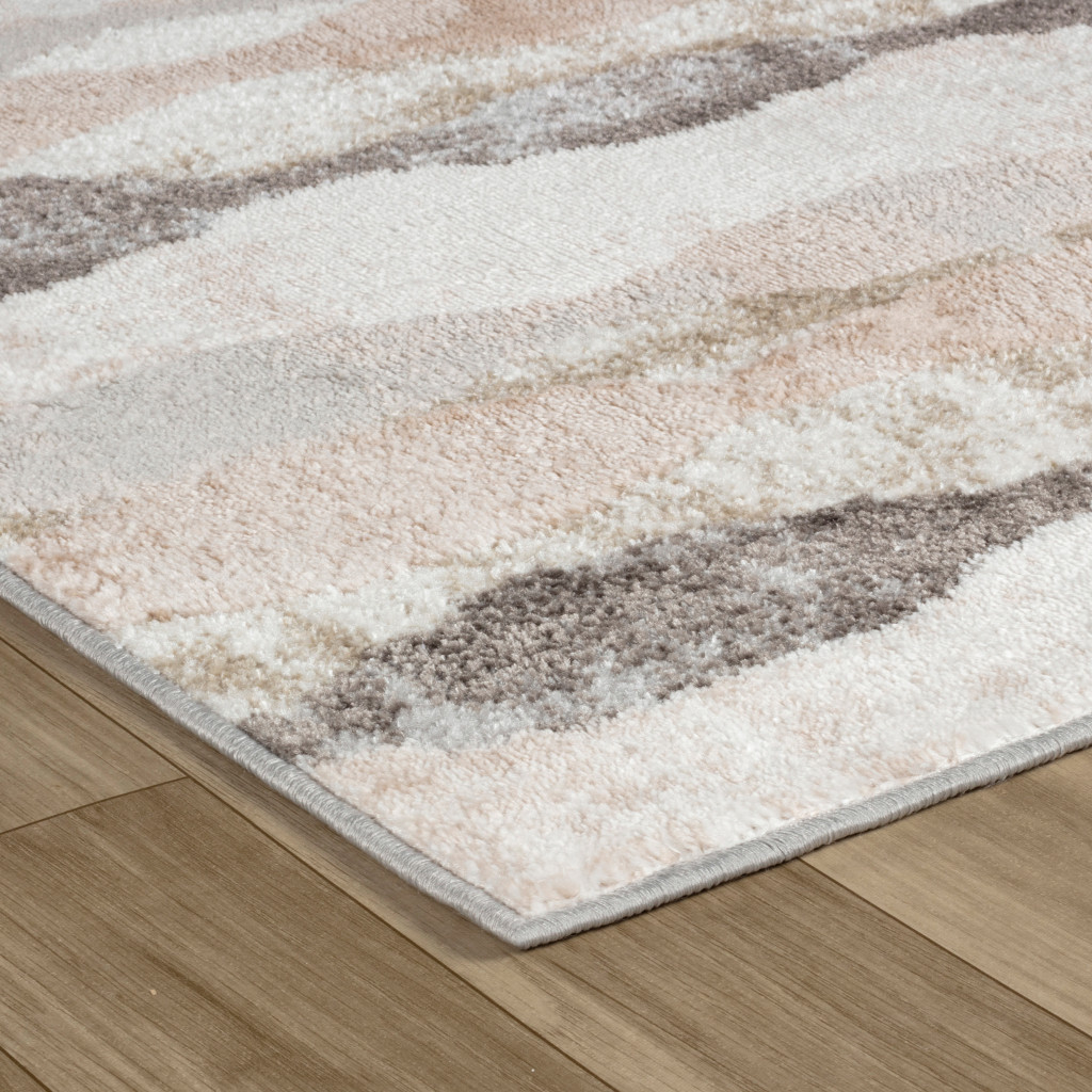 5" X 8" Beige and Brown Abstract Distressed Area Rug