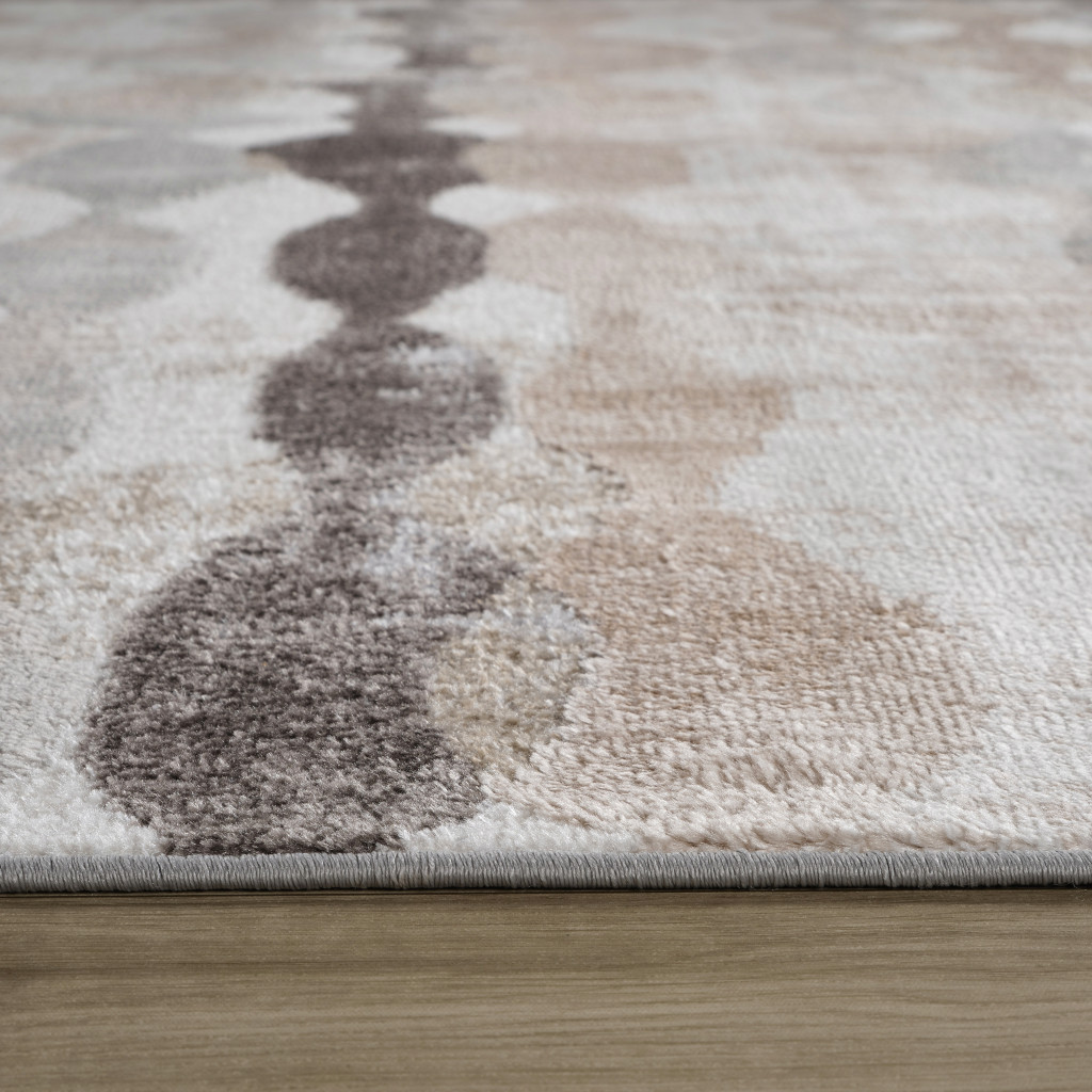 5" X 8" Beige and Brown Abstract Distressed Area Rug