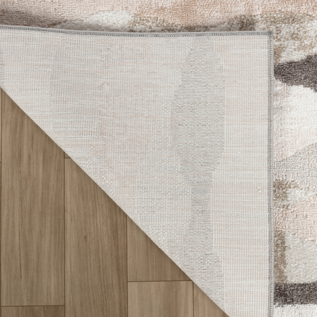 5" X 8" Beige and Brown Abstract Distressed Area Rug