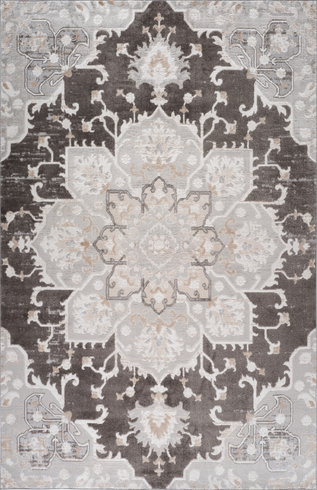 4" X 6" Gray and Brown Southwestern Distressed Area Rug