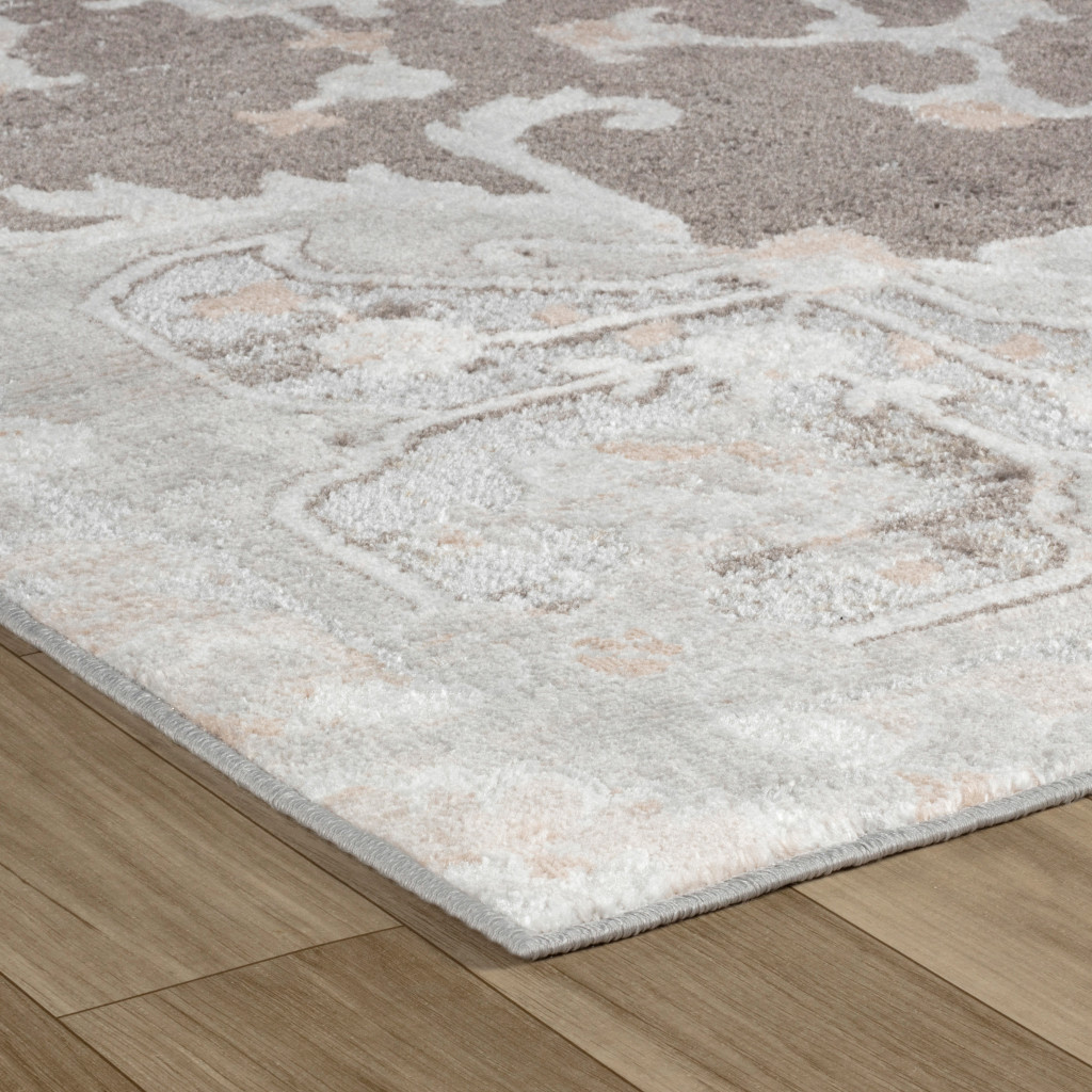 4" X 6" Gray and Brown Southwestern Distressed Area Rug