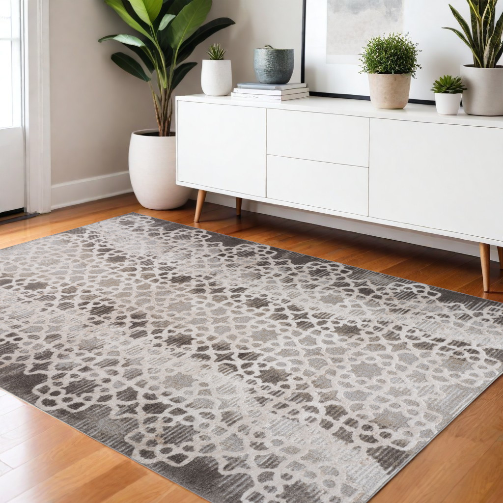4" X 6" Brown and Beige Abstract Distressed Area Rug