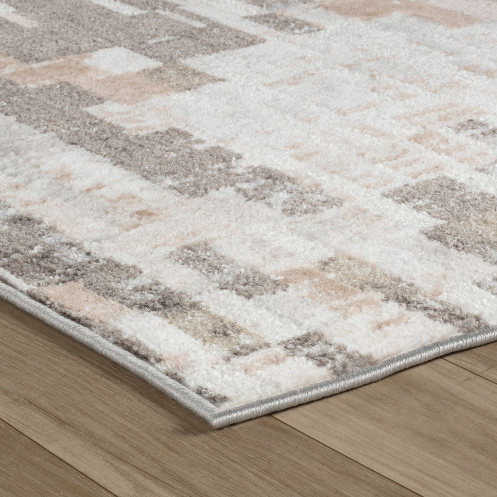 4" X 6" Cream and Brown Abstract Distressed Area Rug