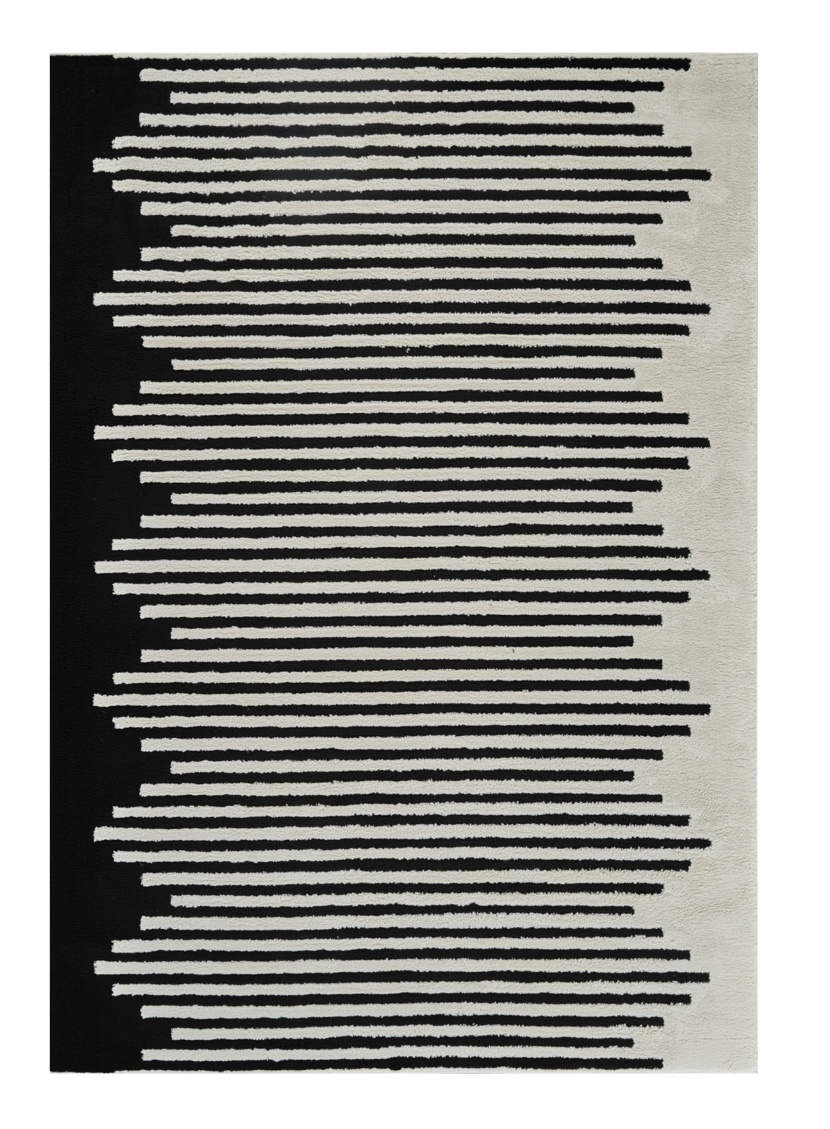 5" X 8" Cream and Black Abstract Worn Faded Area Rug