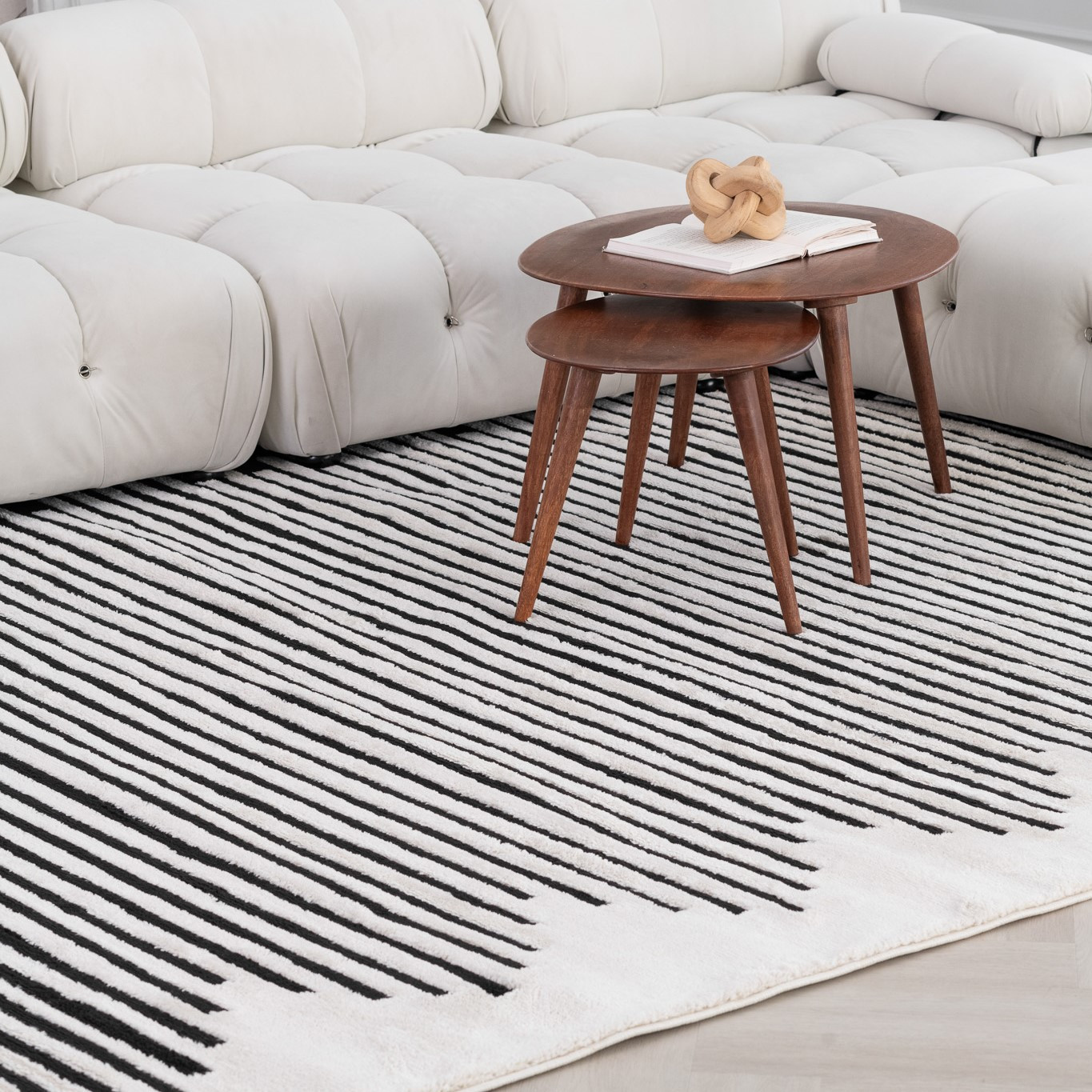 5" X 8" Cream and Black Abstract Worn Faded Area Rug