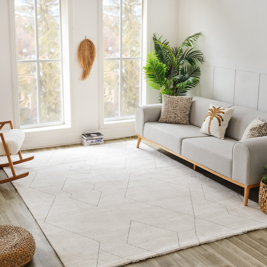 5" X 8" Cream and Beige Abstract Distressed Area Rug