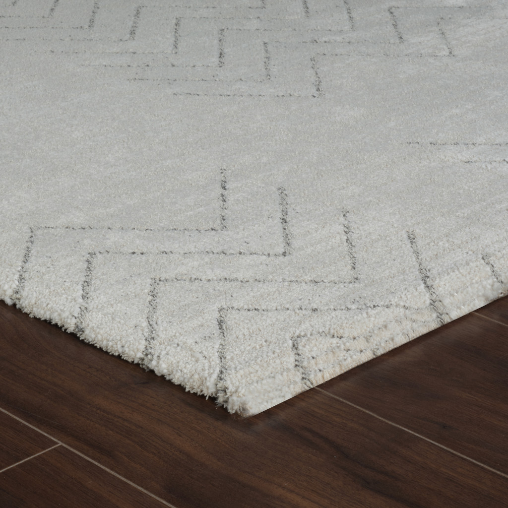 5" X 8" Cream and Beige Abstract Distressed Area Rug