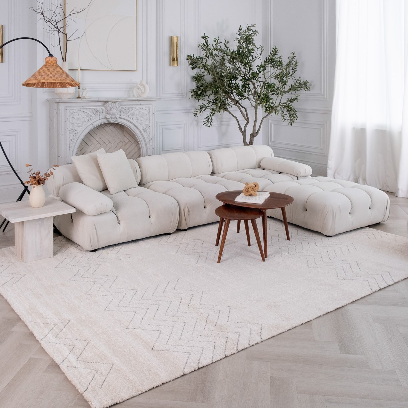 5" X 8" Cream and Beige Abstract Distressed Area Rug