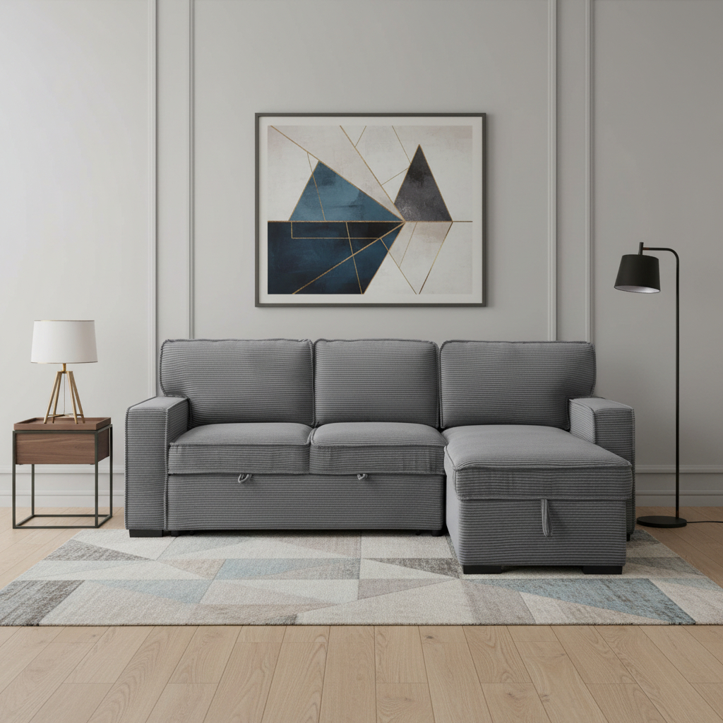 92" Light Gray Sleeper USB Sleeper Sofa And Toss Pillow With Black Legs