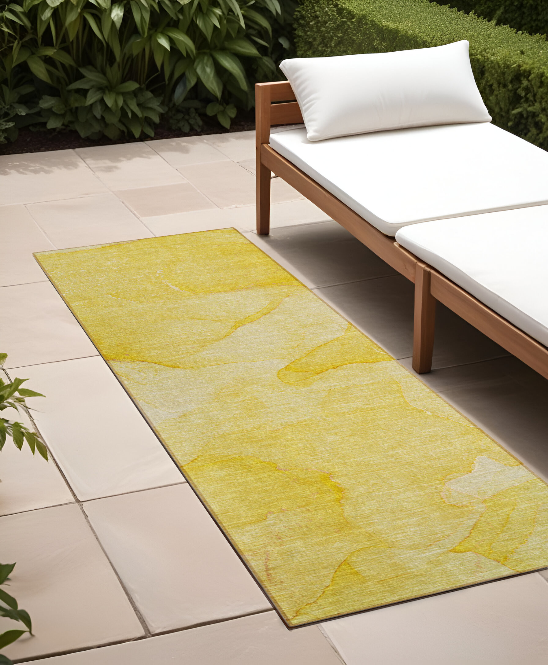 2' X 8' Gold Abstract Washable Non Skid Indoor Outdoor Runner Rug-559858-1