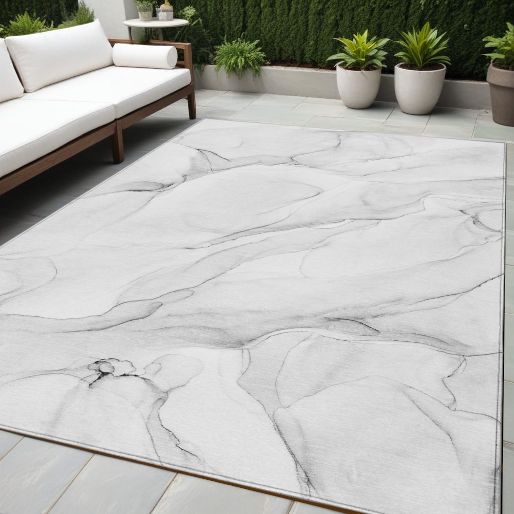 5' X 8' Gray Abstract Washable Indoor Outdoor Area Rug-560161-1