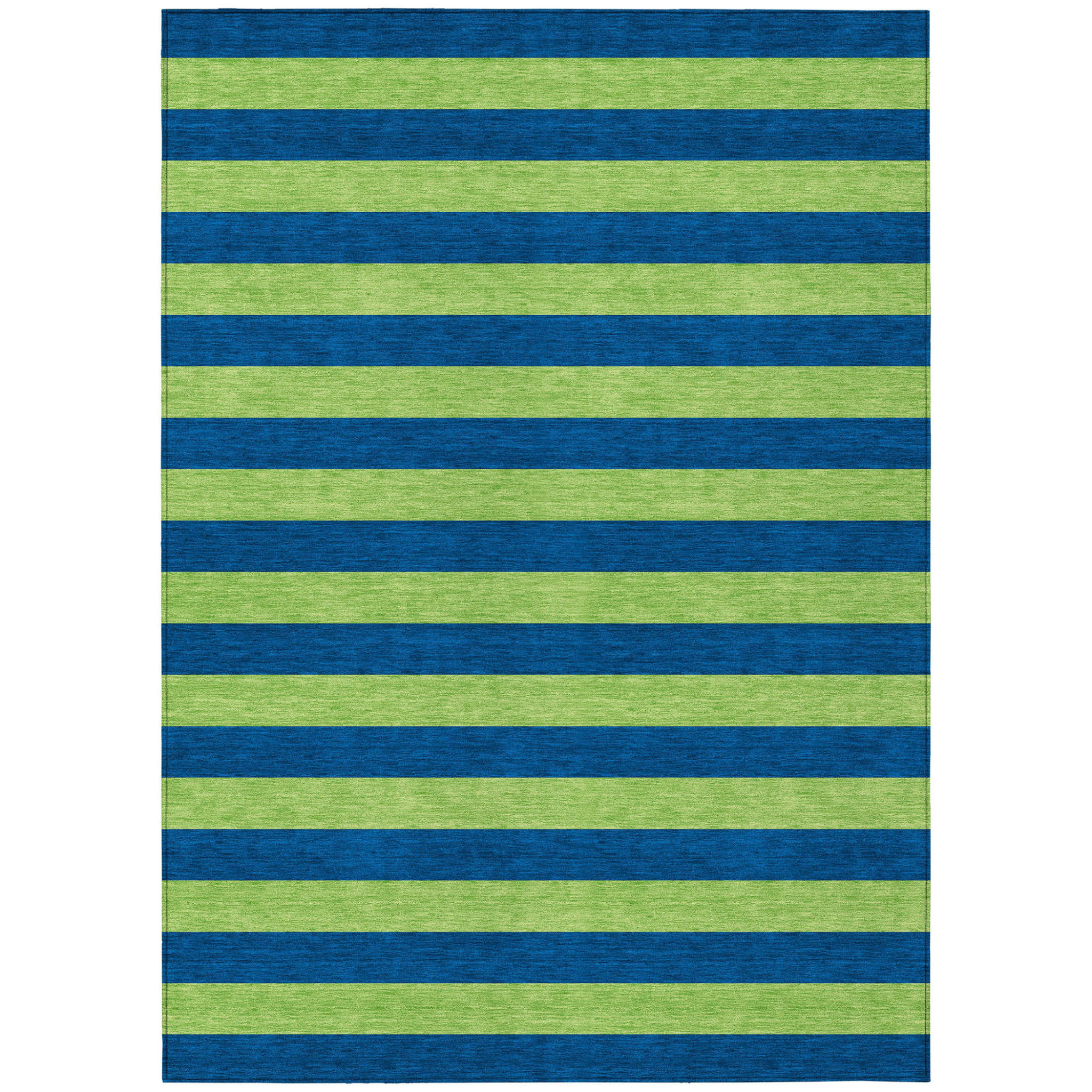 8' X 10' Navy Blue Striped Washable Non Skid Indoor Outdoor Area Rug-561092-1