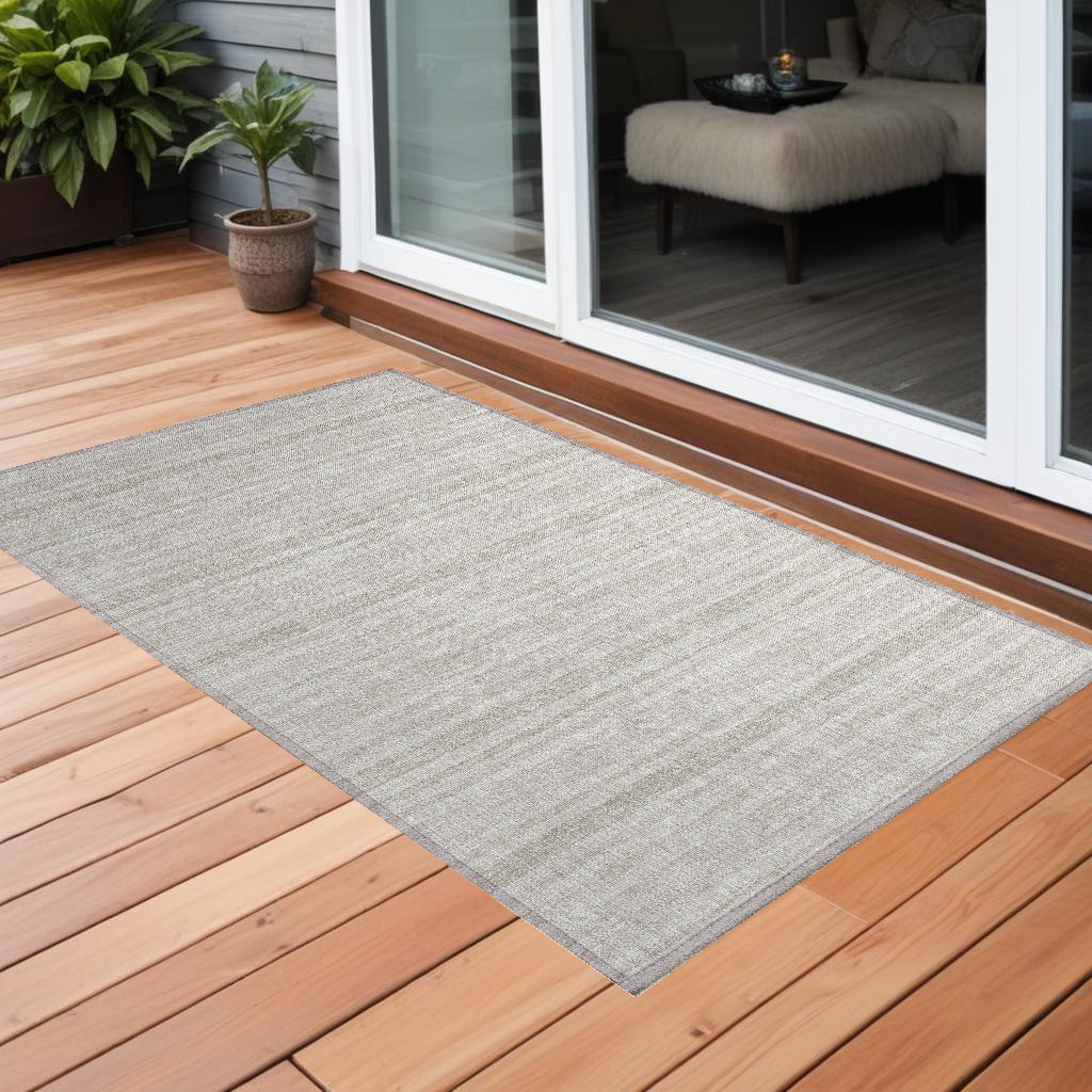 3' X 5' Ivory Striped Washable Non Skid Indoor Outdoor Area Rug-561179-1