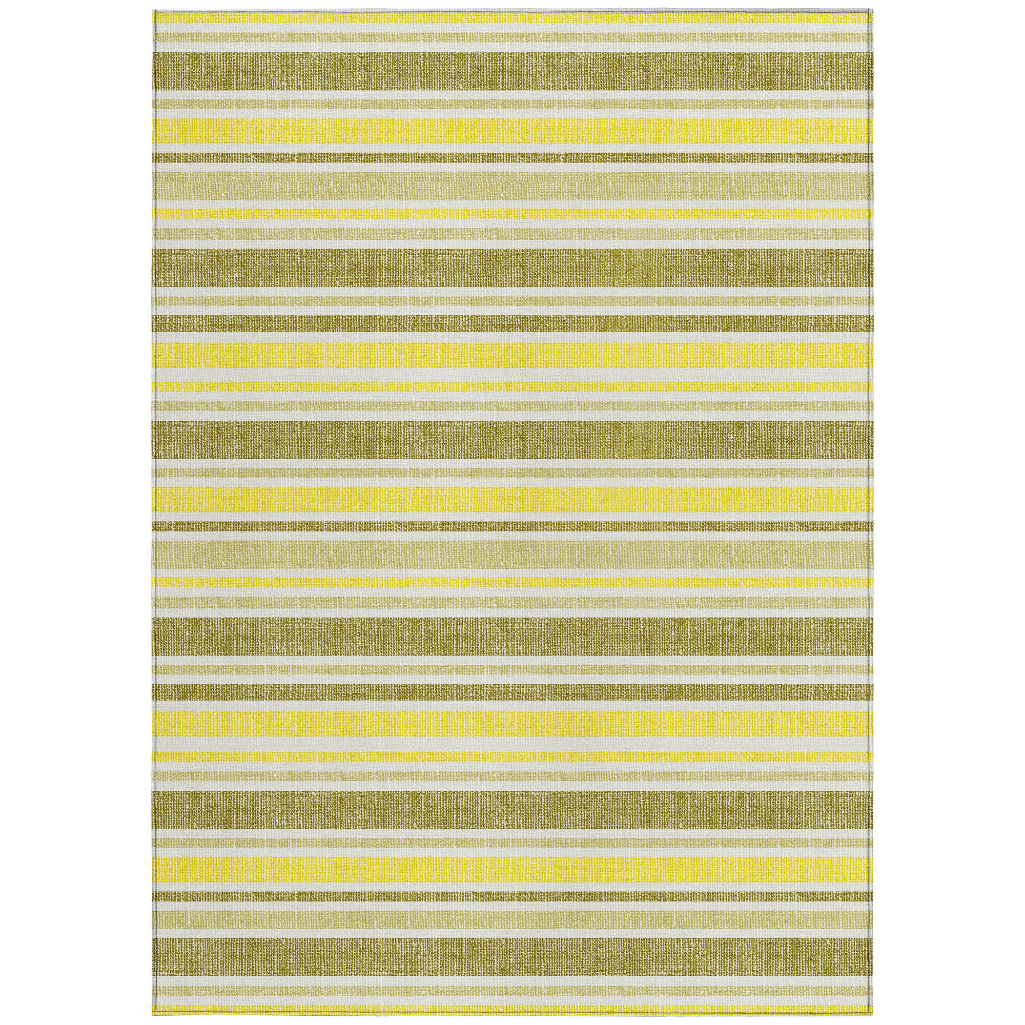 3' X 4' Khaki Yellow and Gray Striped Washable Non Skid Indoor Outdoor