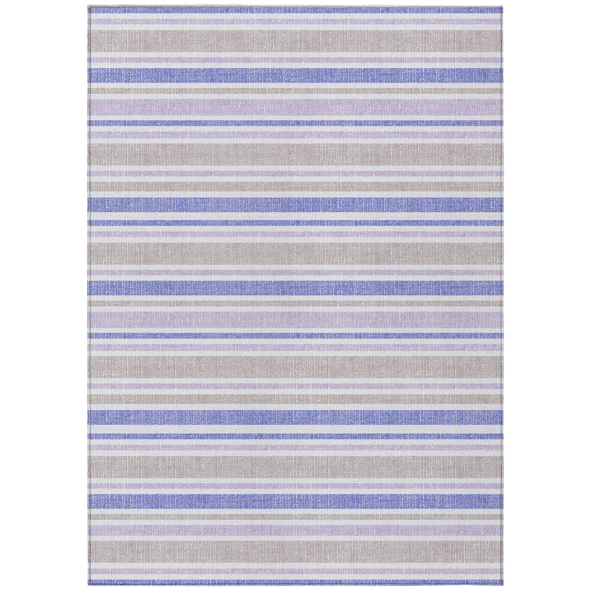 9' X 12' Ivory Blue And Gray Striped Washable Indoor Outdoor Area Rug-561219-1