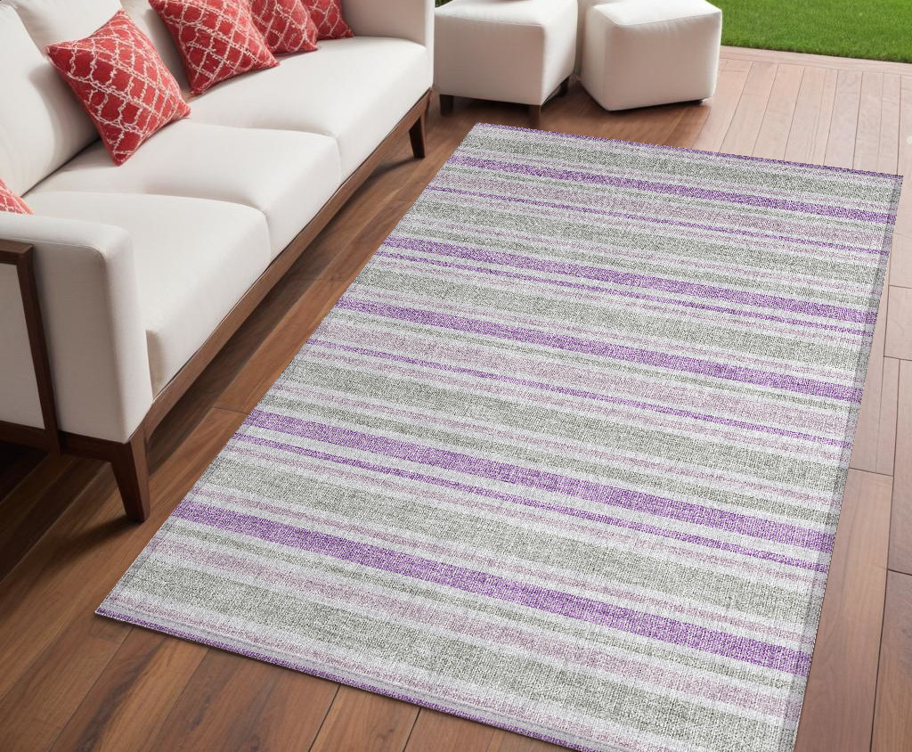 5' X 8' Pearl Striped Washable Non Skid Indoor Outdoor Area Rug-561243-1