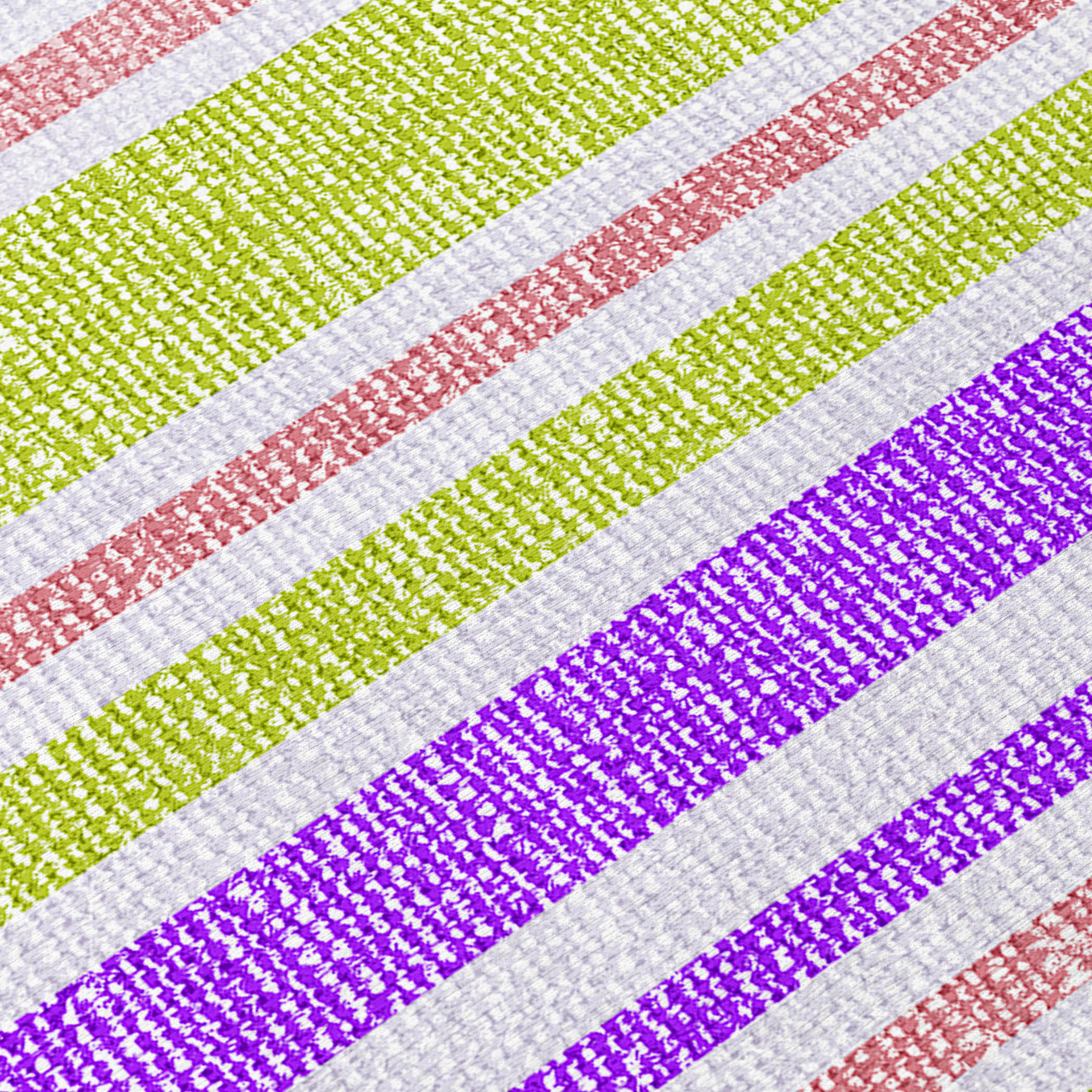 3' X 4' Purple Green and Pink Striped Washable Non Skid Indoor Outdoor