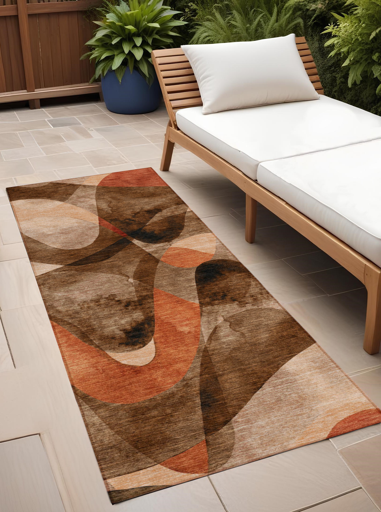 2' X 8' Chocolate Abstract Washable Non Skid Indoor Outdoor Runner Rug-561571-1