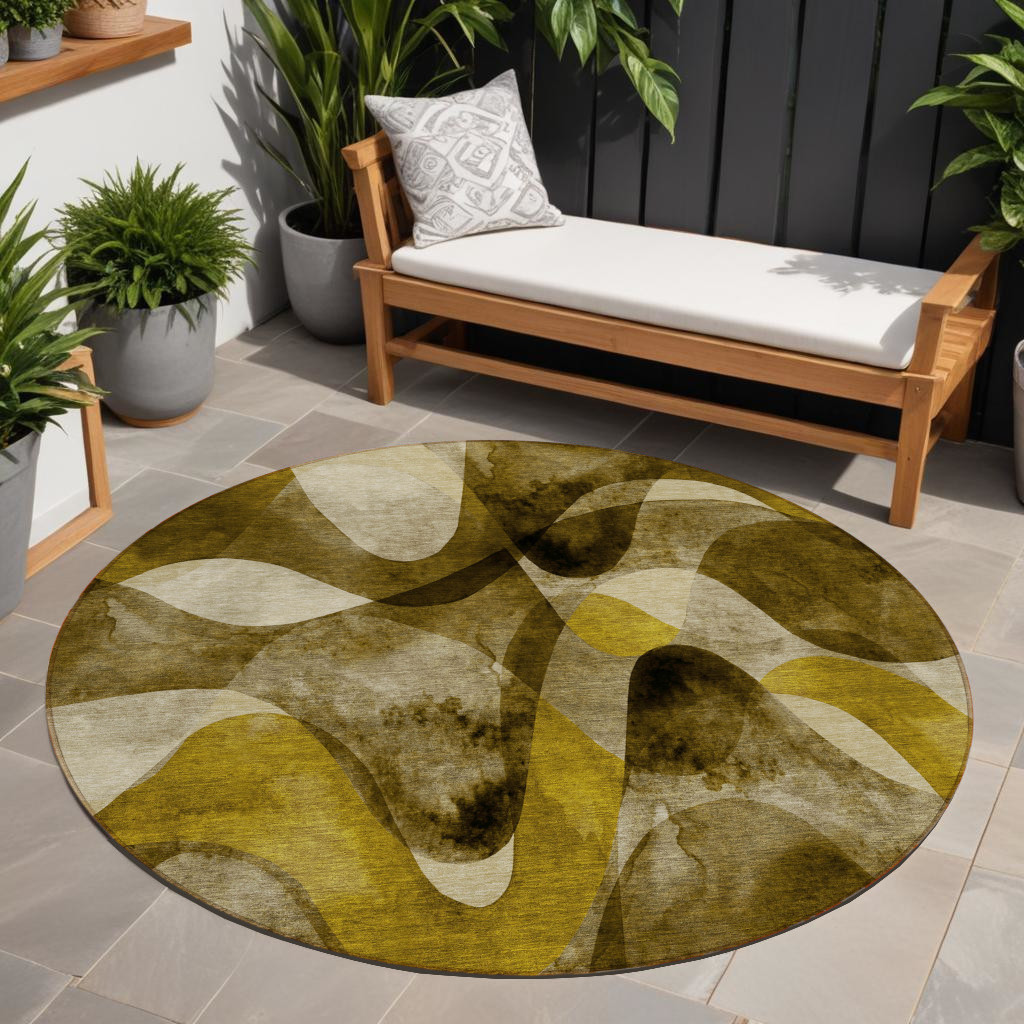 8' Round Coffee Round Abstract Washable Non Skid Indoor Outdoor Area Rug-561584-1