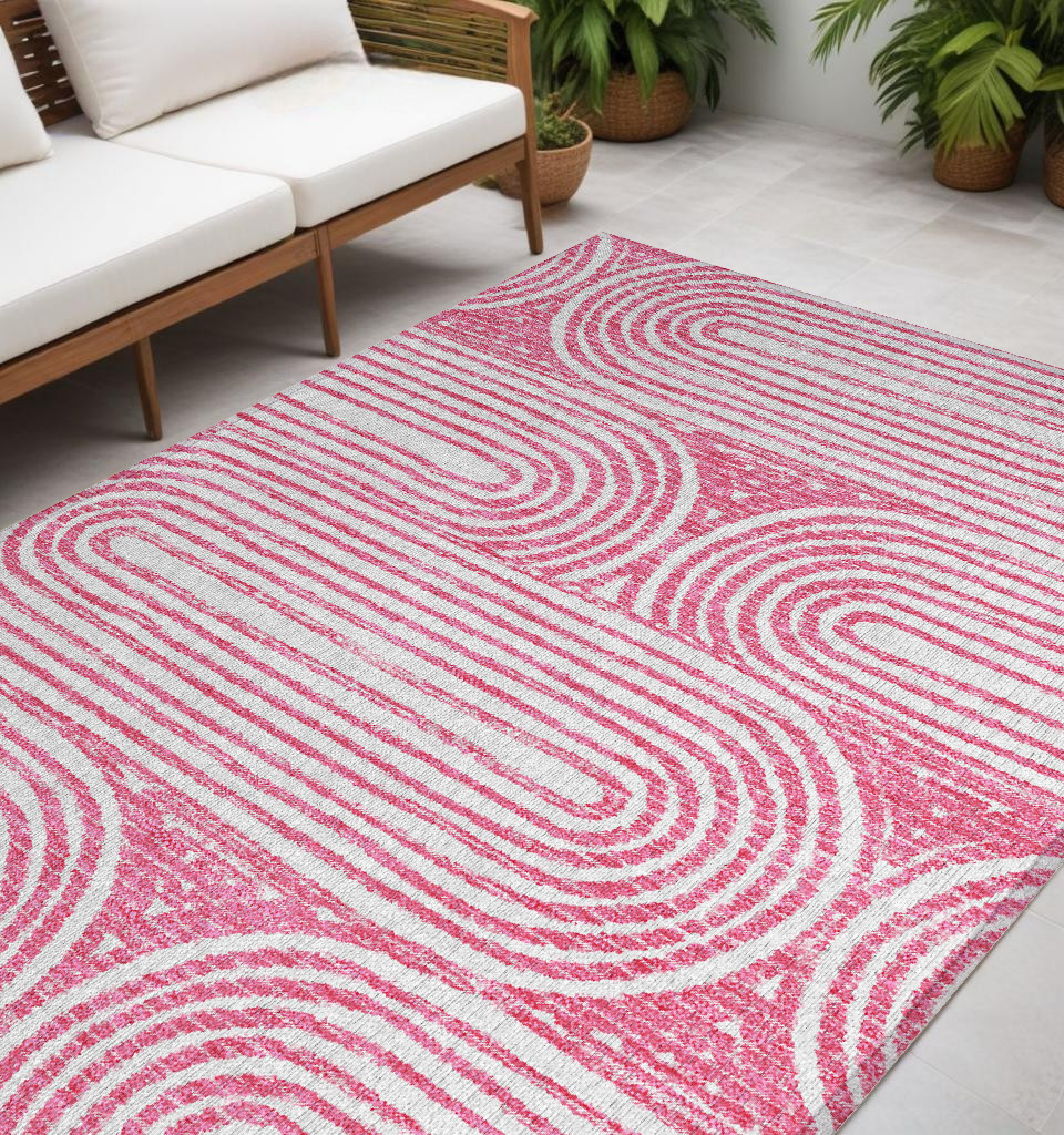 5' X 8' Blush Abstract Washable Non Skid Indoor Outdoor Area Rug-561826-1
