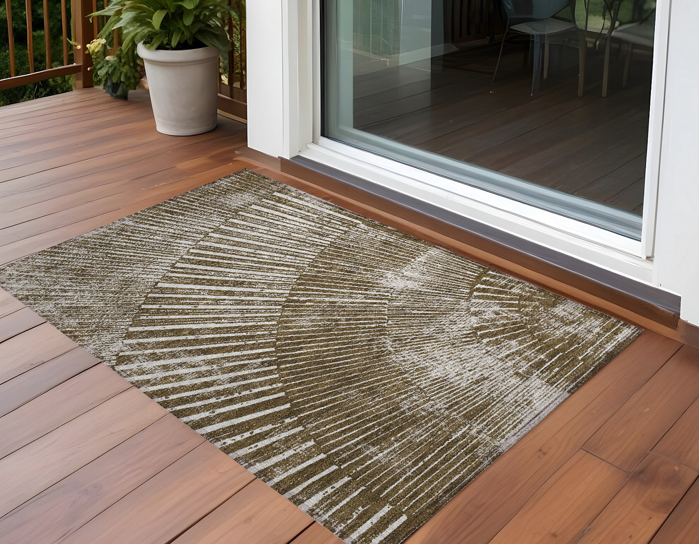 3' X 5' Chocolate Abstract Washable Non Skid Indoor Outdoor Area Rug-561960-1