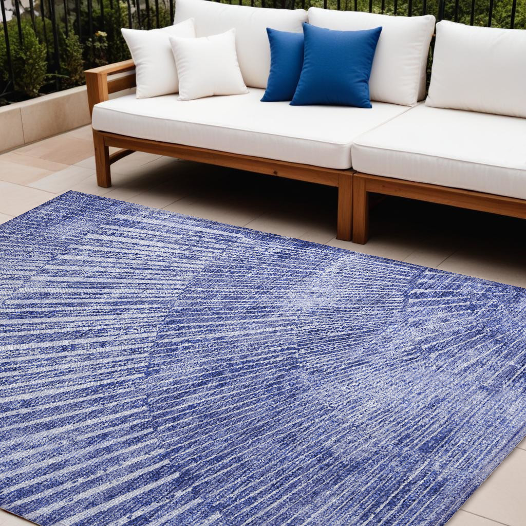 8' X 10' Navy Blue Abstract Washable Non Skid Indoor Outdoor Area Rug-561981-1