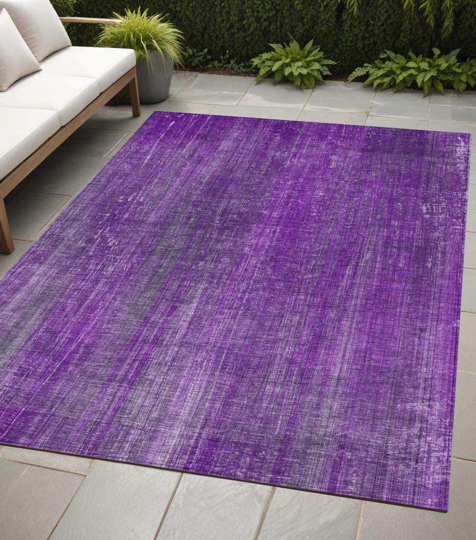5' X 8' Purple Striped Washable Non Skid Indoor Outdoor Area Rug-562618-1