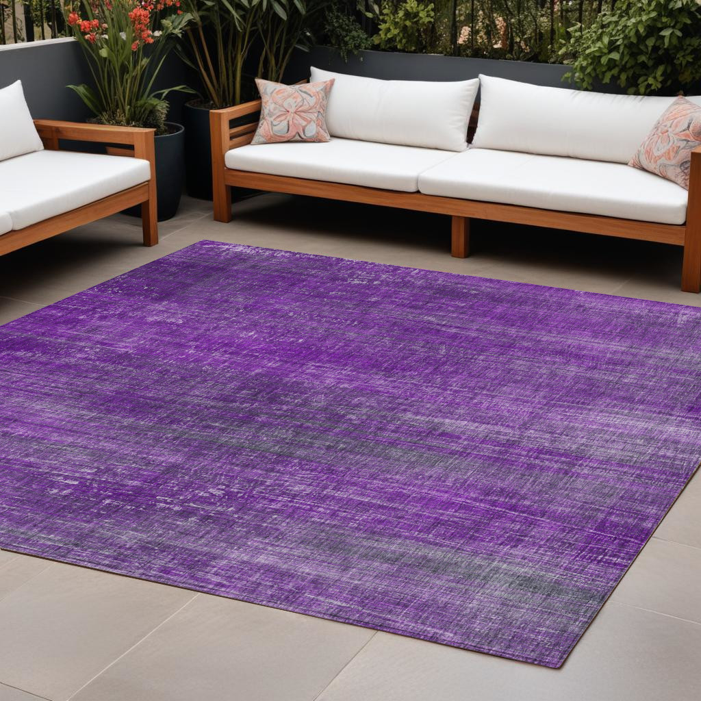 9' X 12' Purple Striped Washable Non Skid Indoor Outdoor Area Rug-562621-1