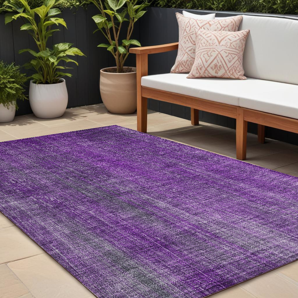 10' X 14' Purple Striped Washable Non Skid Indoor Outdoor Area Rug-562622-1